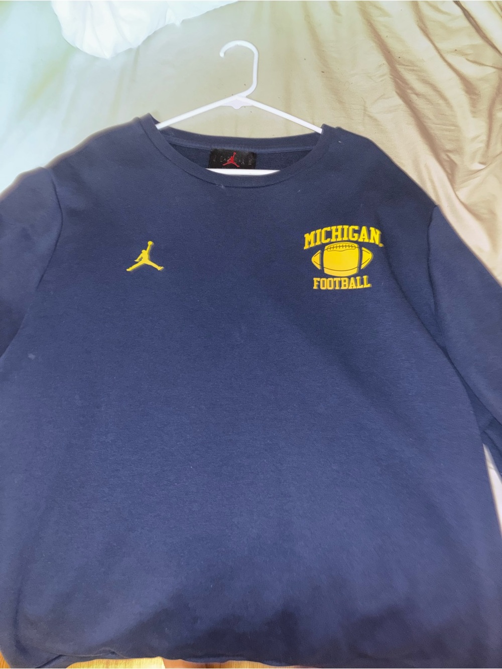 Jordan Navy Michigan Football Crewneck Sweatshirt
